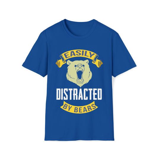 Easily Distracted By Bears, Unisex Softstyle T-Shirt, Bear Lover Shirt, Grizzly Bear Shirt, Bear Hunting Clothing, Shirt For Him
