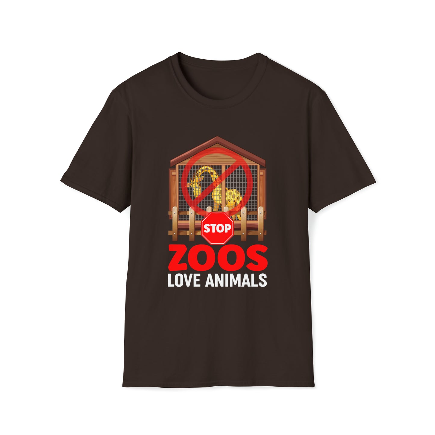 Stop Zoos Love Animals, Unisex Softstyle T-Shirt, Anti Zoo Shirt, Animal Rights Clothing, Mistywilderness